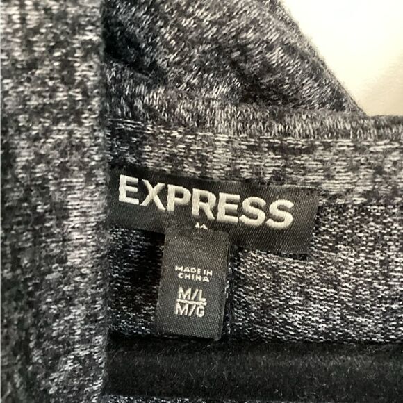 EXPRESS SIZE M/L HEATHER CHARCOAL GREY OVERSIZED COWL NECK LONG SLEEVE TOP - Picture 6 of 7